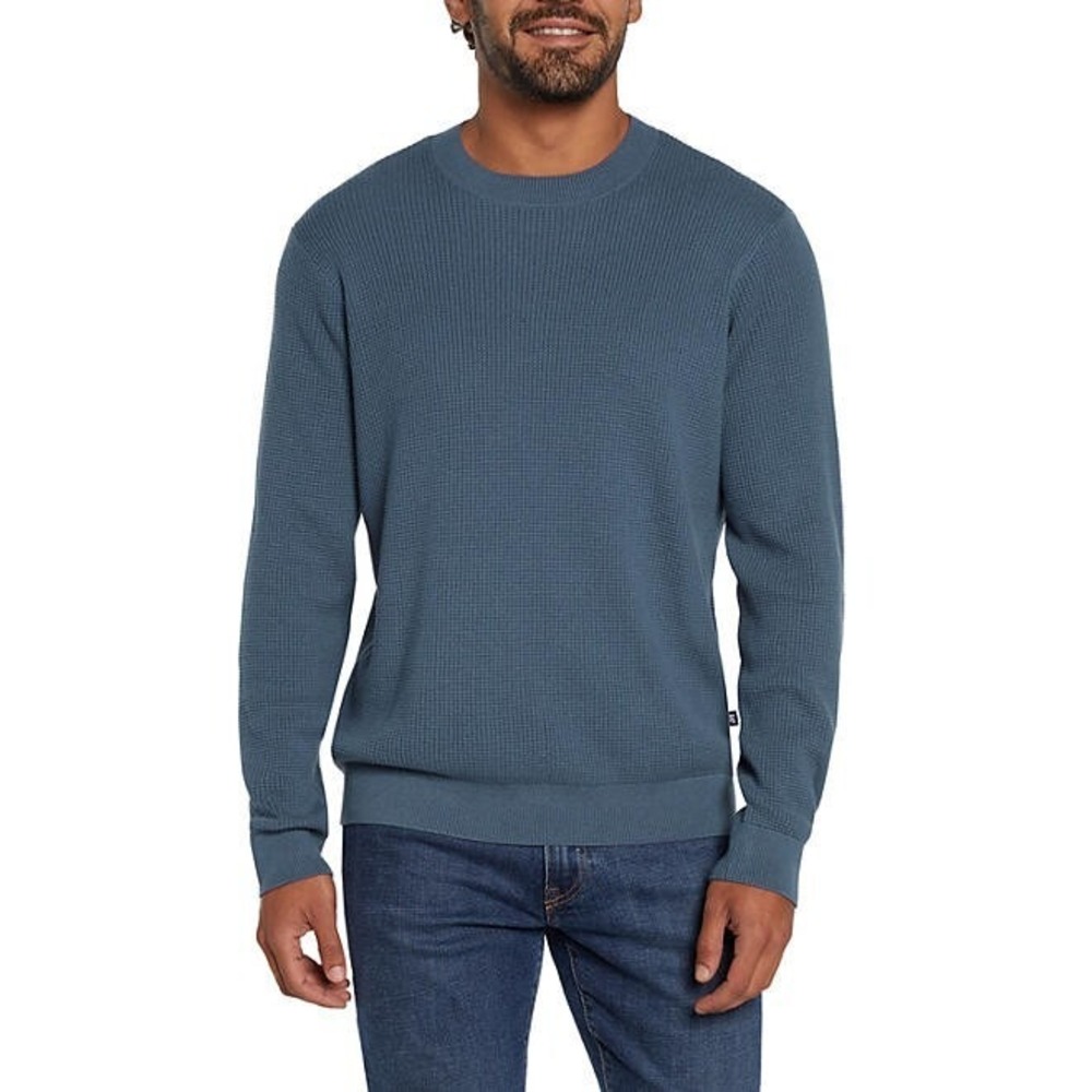 Gap Men Textured Waffle Stitch Crew Neck Sweater Vintage Indigo Blue XXL